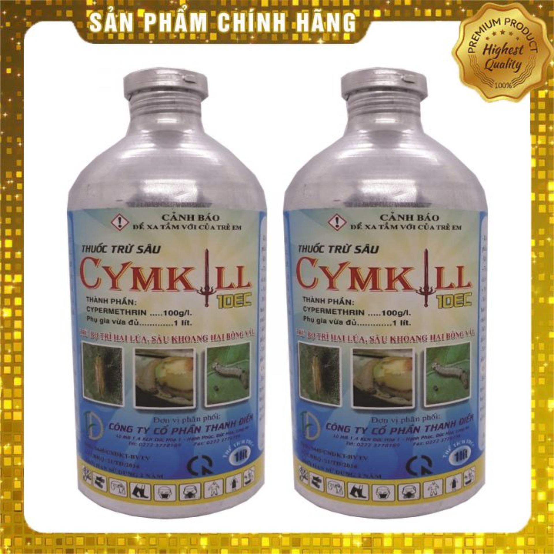 Thuoc trừ sâu CYMKILL 10SC (500ml) đặc tri. bọ trĩ hại lúa, sâu khoang hại bông vải