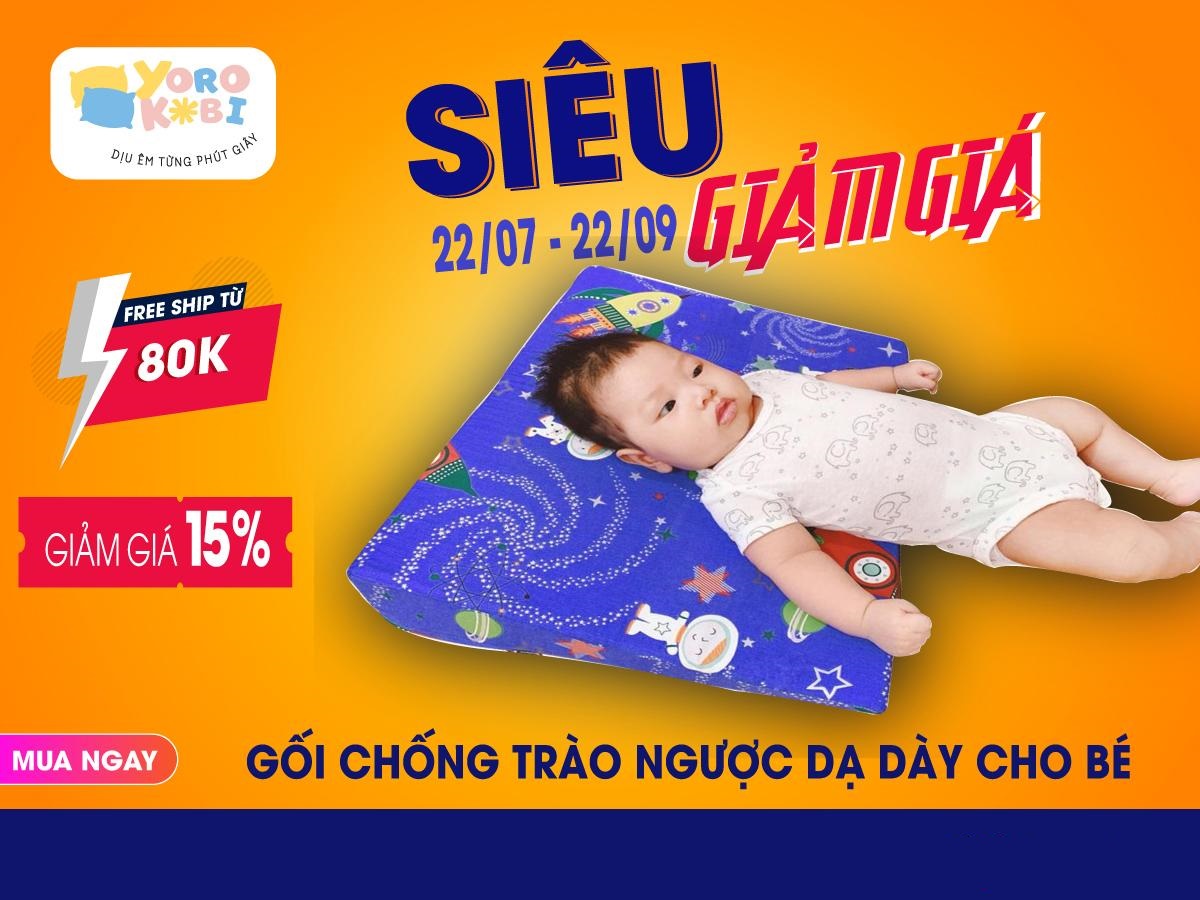 Gối chống trào ngược, trợ ớ, sặc sữa cho bé YOROKOBI - hàng thương hiệu, chính hãng