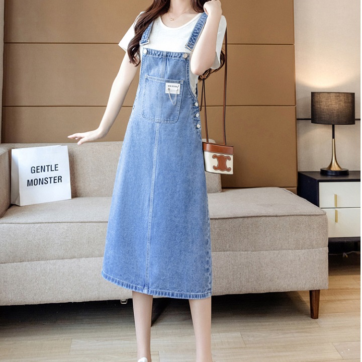 [HÀNG XỊN] Đầm yếm jean dài túi trước phối xích dáng suông cao cấp vải dày không co dãn VYD02 C100