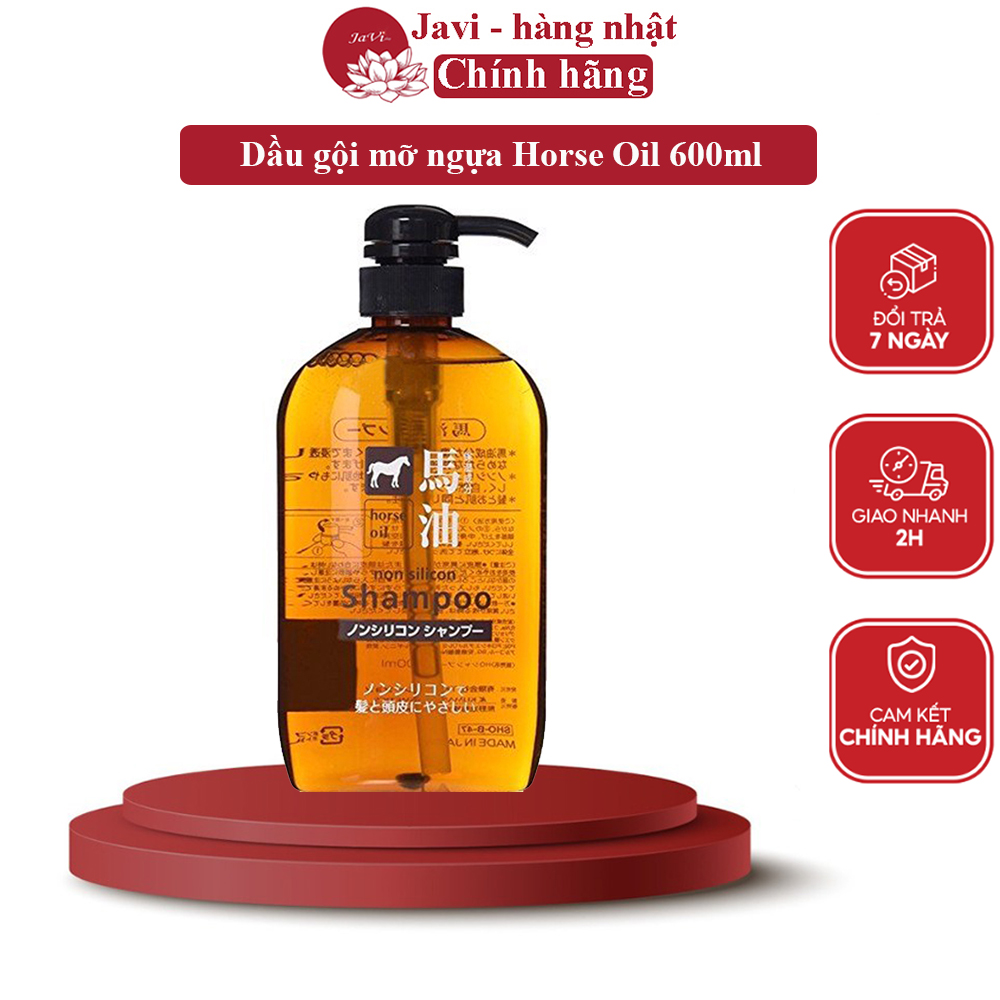 Dầu Gội Mỡ Ngựa Horse Oil 600ml Dưỡng Tóc Óng Mượt Nhật Bản