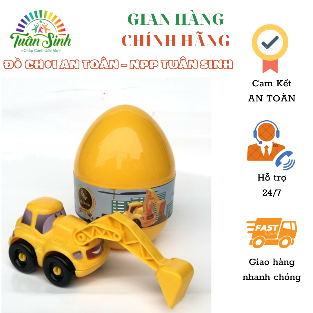Đồ chơi an toàn Vijago - Đồ chơi Trứng ô tô Xe Xúc VJG002 - Hàng Việt Nam