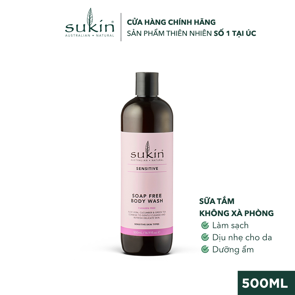 Sữa tắm không xà phòng cho da nhạy cảm Sukin Sensitive Soap Free Body Wash 500ml