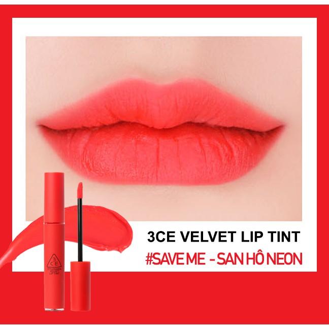 Son kem lì 3ce velvet lip tint màu 09 save me - san hô neon
