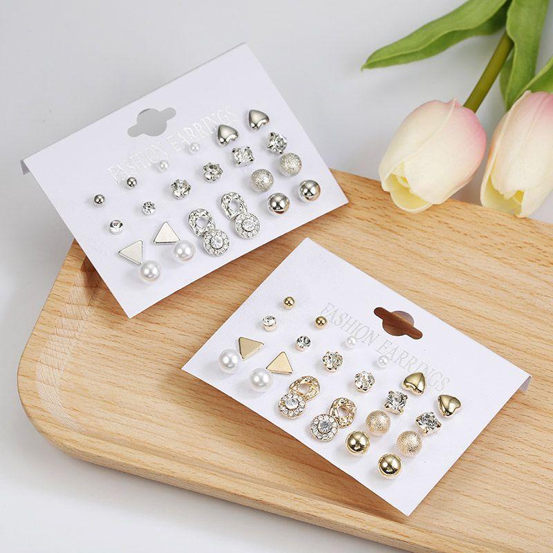 Set 12 Đôi Bông Tai Nhiều Kiểu Dáng Xinh Xắn Cho Nữ