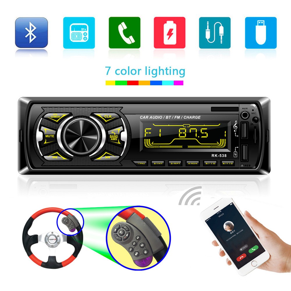 Máy nghe nhạc mp3 âm thanh bluetooth ô tô xe tải 12v mp3 wma wav usb fm rk 538