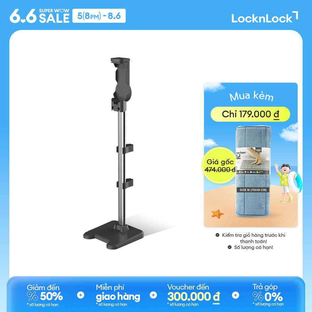 Trả góp 0% - ENV356GRY- Máy hút bụi không dây LockLock đa năng cầm tay (lau sàn, hút bụi, hút bụi giường) - Lọc 5 lớp - Chính hãng