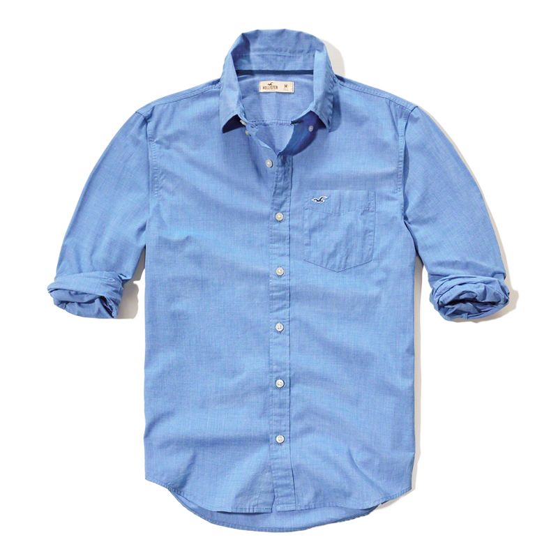Áo sơ mi nam Hollister Oxford cao cấp tay dài màu xanh da trời - Hàng Việt Nam Chất Lượng Cao