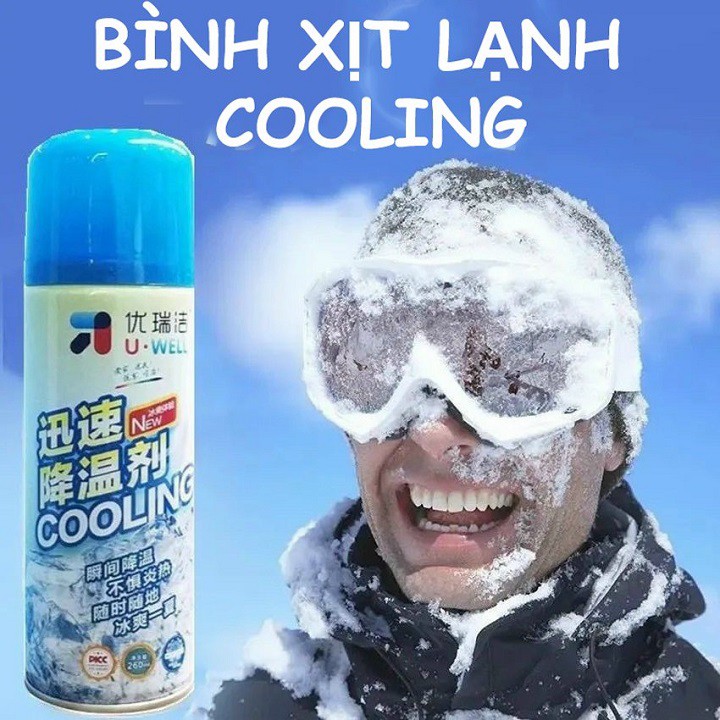 Bình Xịt Lạnh Tức Thời UWELL Làm Mát Cơ Thể Nén Khí Siêu Thơm, Chai Xịt lạnh Thể Thao, Xịt Lạnh Giảm Đau 260ml Cooling Hạ Nhiệt Nhanh, Chống Nóng Tức Thời, Làm Mát Xe Tiện Lợi, An Toàn