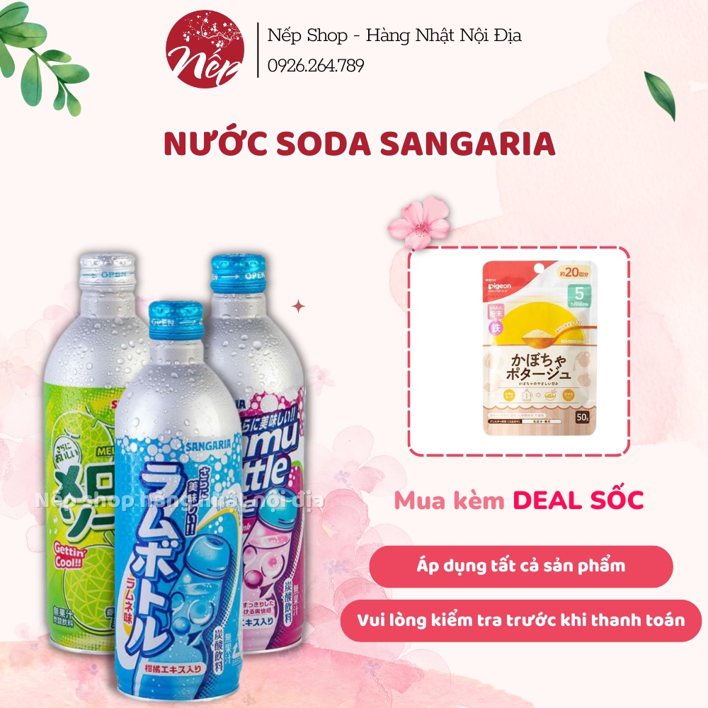 Nước Soda Sangaria có ga vị tự nhiên 500ml Nhật Bản HSD 2023