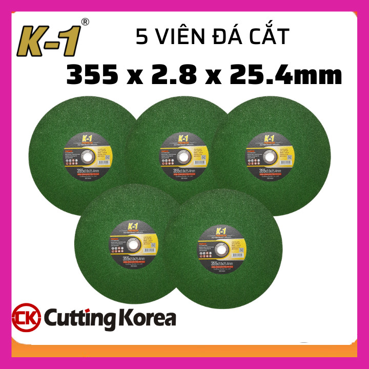 5 viên ĐÁ CẮT SẮT 355  | Đá cắt K1 Xanh 355 | Đá cắt sắt phi 355