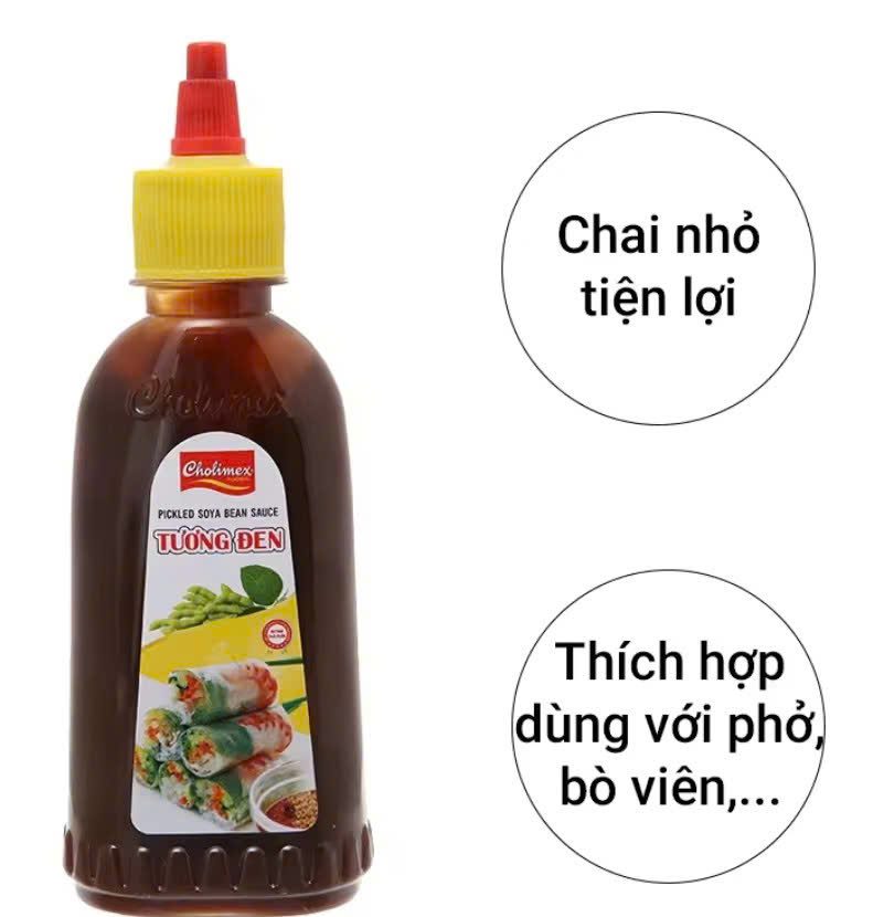 Cholimex Combo 2 Chai Tương Đen 230g - Chai Nhỏ Tiện Lợi Thích Hợp Dùng Với Phở Bò Viên & Sản Phẩm Tiện Lợi