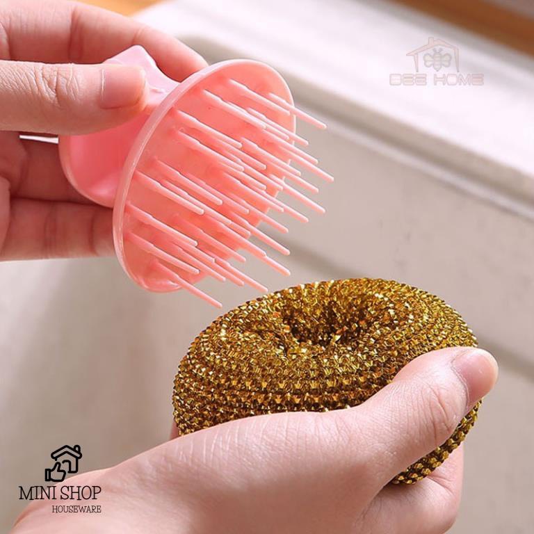 Cọ xoong nồi búi sắt không rỉ siêu bền có tay cầm tiện lợi