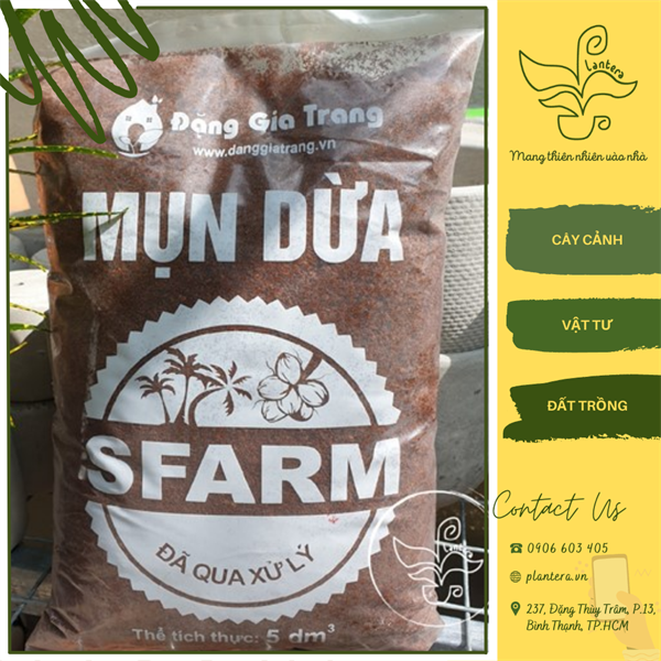 Mụn dừa tơi đã xử lý sfarm 5dm3 - giá thể - xơ dừa, mụn dừa