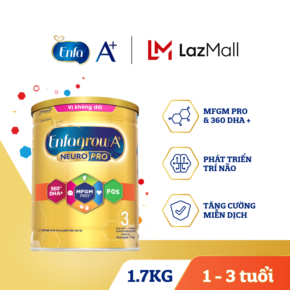Sữa bột enfagrow a+ neuropro 3 vị không đổi cho trẻ từ 1 – 3 tuổi – 1.7kg
