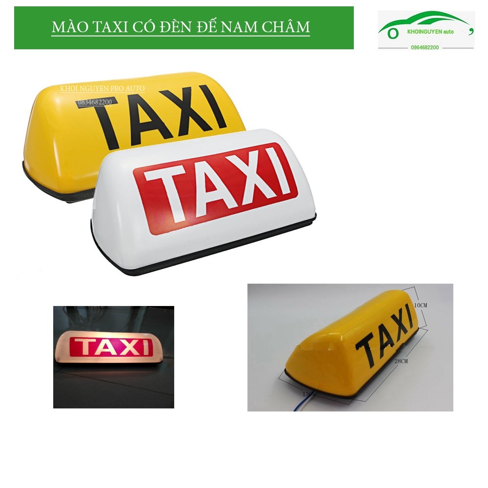 Mào taxi đế nam châm -cỡ to 28cm 2 màu vàng và trắng