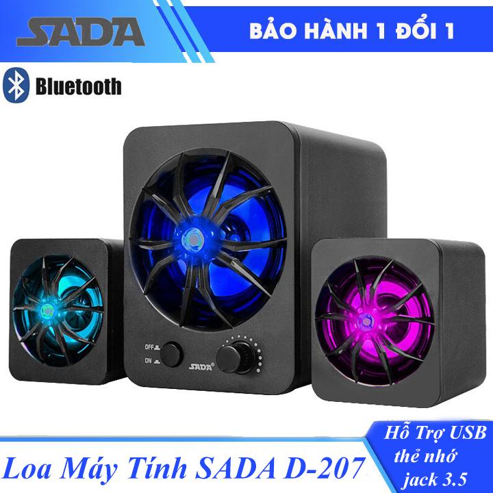 Loa bluetooth, loa vi tính , loa nghe nhạc , bộ 3 loa máy tính để bàn sada d-207 hỗ trợ bluetooth, usb, thẻ nhớ, jack 3.5