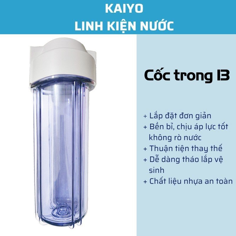 Cốc lọc nước 10 inch - cốc lọc 1 2 3 - nhựa nhập khẩu ren 13