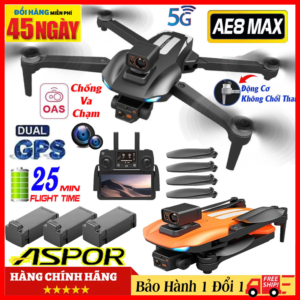 Máy Bay Flycam Drone Camera 8K FlaycamAE3 PRO MAX G.P.S Cảm Biến Tránh Vật Cản Laycam điều khiển từ xa Fly cam Playcam Phờ lai cam