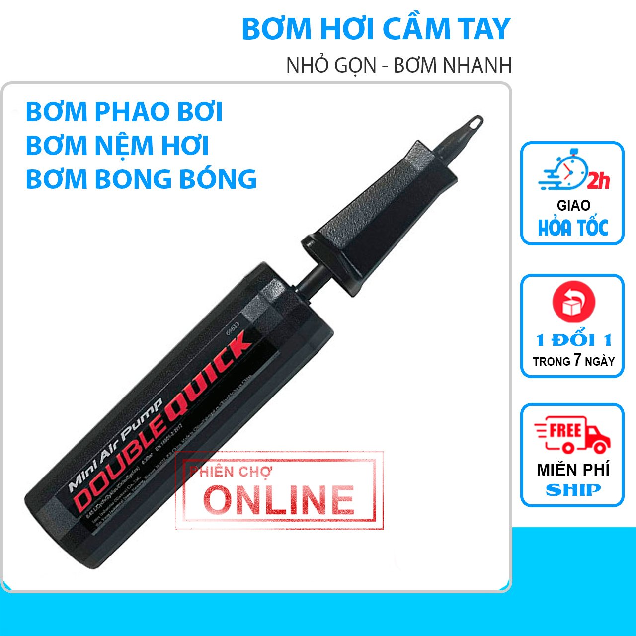Bơm phao, bơm hơi bằng tay mini intex 69613-29cm