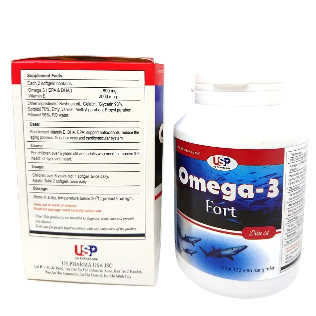 Viên Omega 3 Sụn Cá Mập OMEGA 3 Fort US Pharma USA - Hộp 100 viên - Hỗ trợ  não và trí nhớ | VitaminDep.com