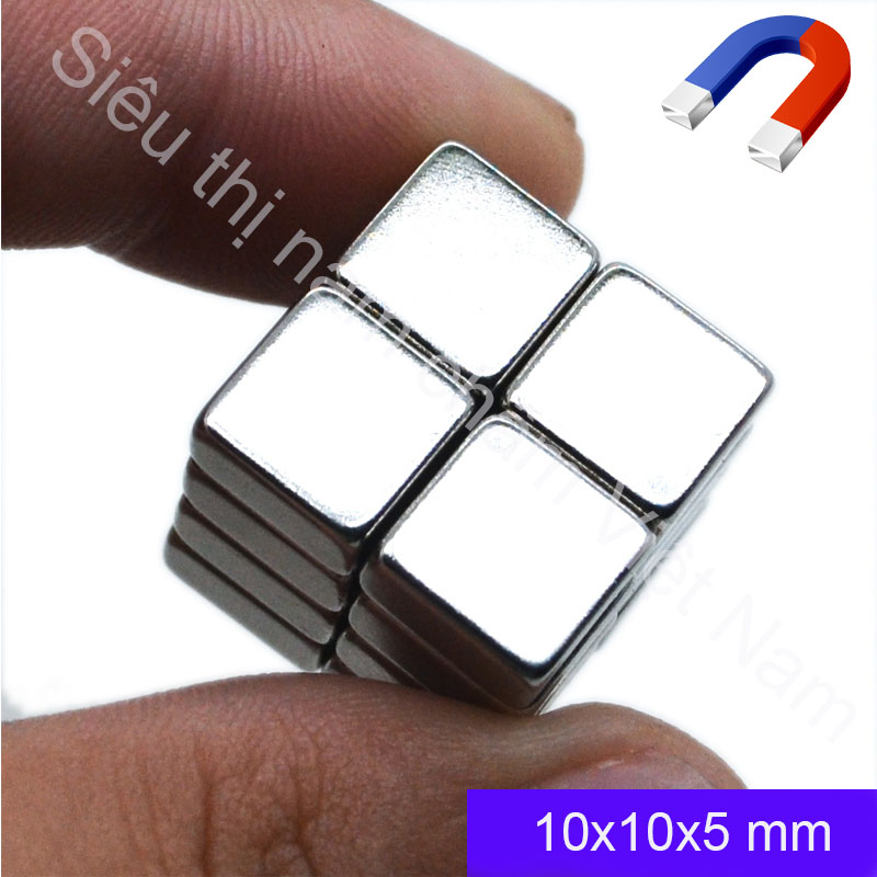 Nam châm hình vuông kích thước 10x10x5mm , nam châm đất hiếm lực hút siêu mạnh