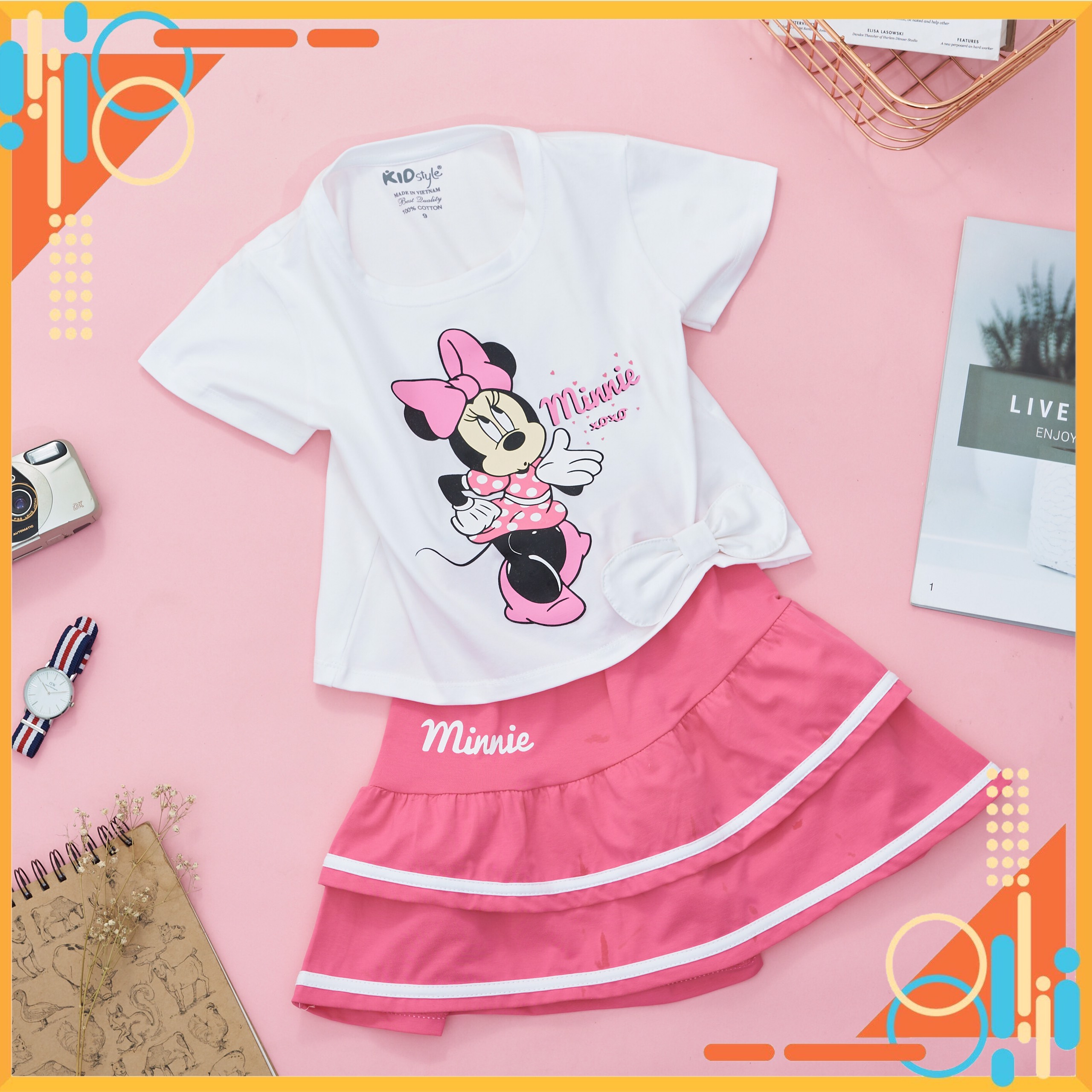 SIÊU HOT NGÀY HÈ_FREESHIP_[Từ 15kg - 28kg]_ Chuột Mickey_ Váy thun cotton 4 chiều xếp tầng xinh xắn cho bé gái