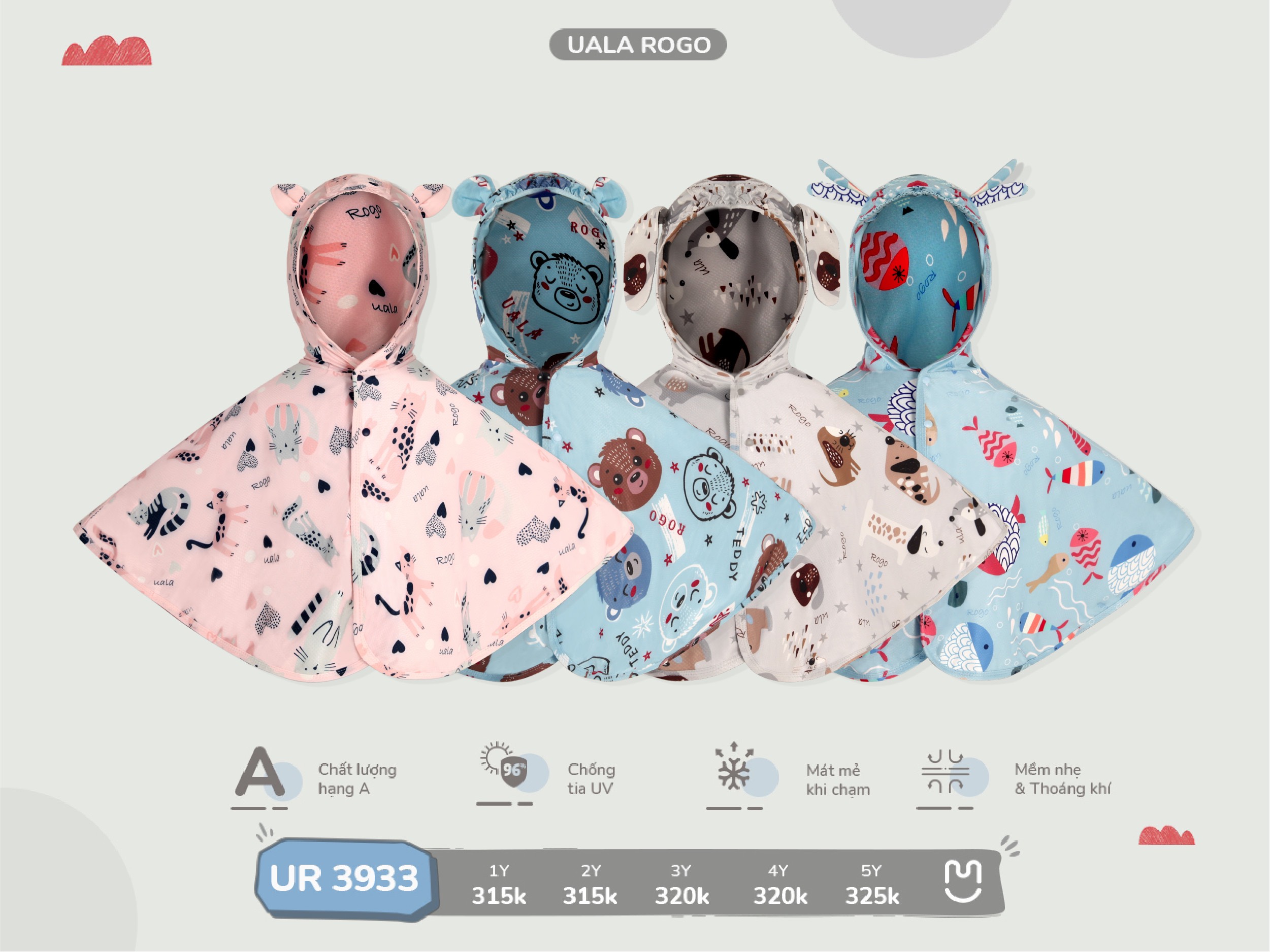 Áo Choàng Cánh Dơi Size 1 đến 5 tuổi Cotton UalaRogo