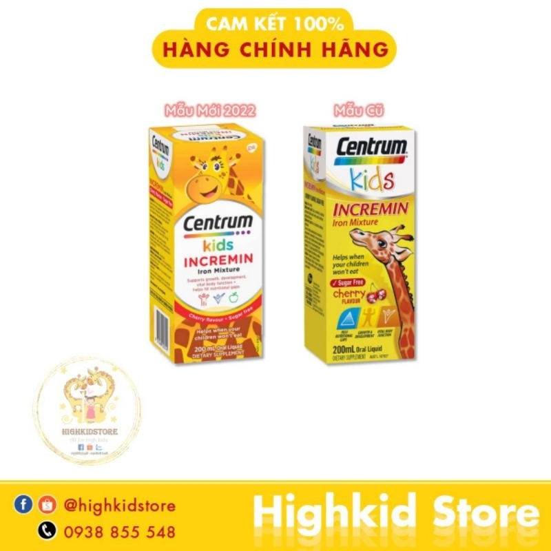 Mẫu mới - Centrum kids INCREMIN Iron Mixture cho bé 200ml