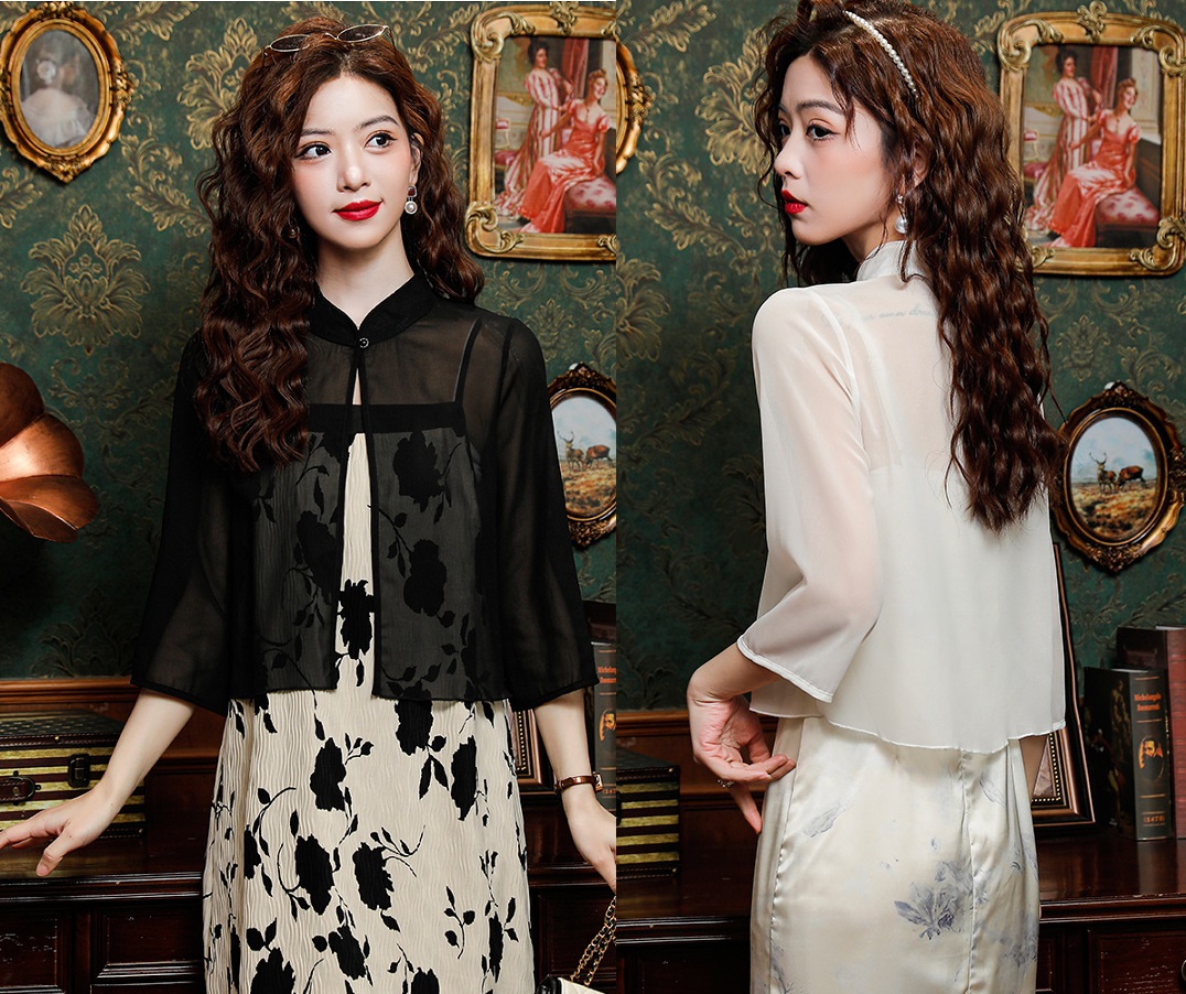 [MỀM MỊN] Áo khoác voan cổ cài 1 nút tay lửng khoác lửng ngoài váy đầm phong cách tiểu thư nữ tính sang trọng C105