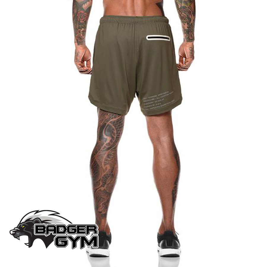 Quần tập gym nam ASRV 2 lớp quần đùi chạy bộ nam quần thể thao nam thoải mái vận động - BADGER GYM