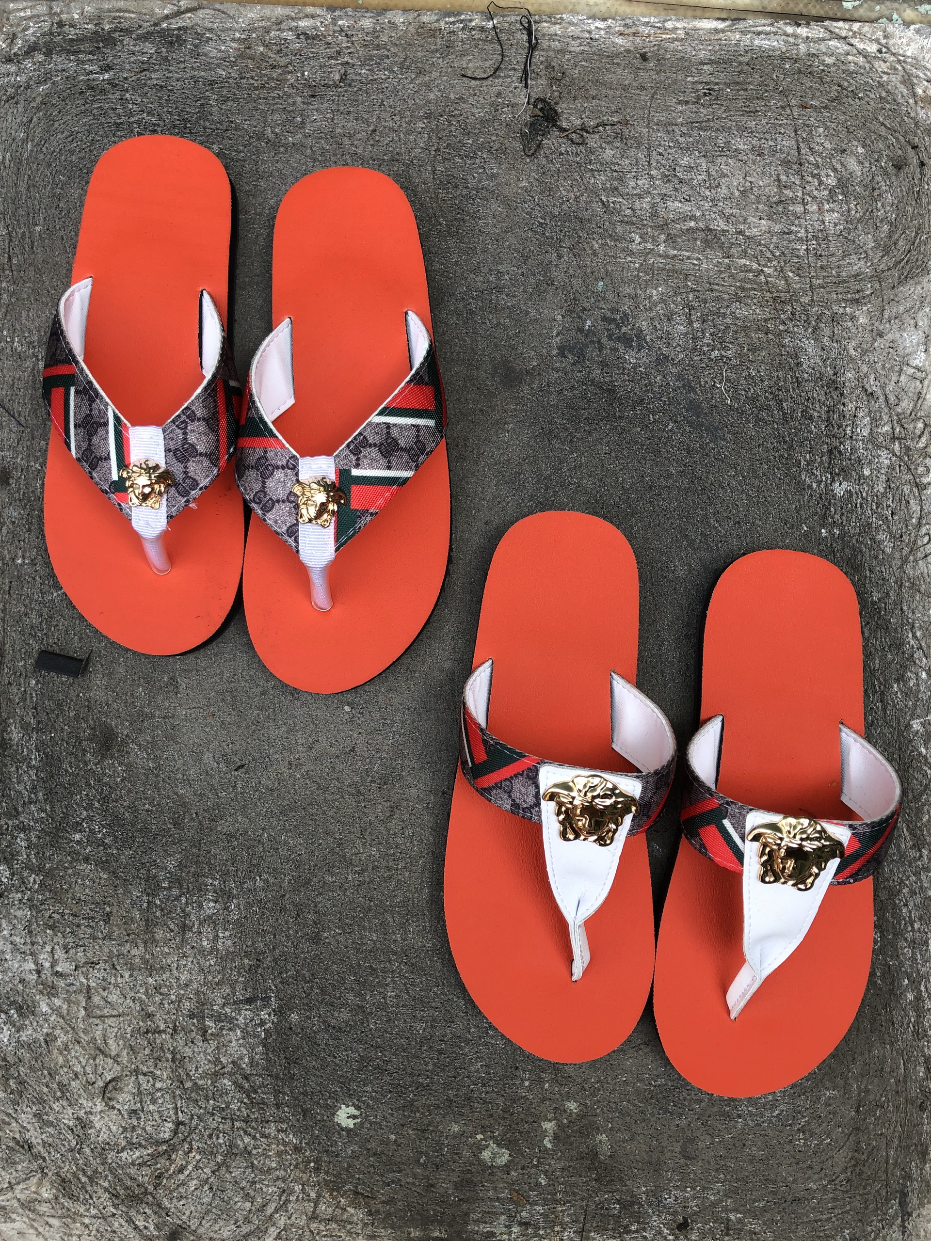 combo dép sandal cặp đôi nam nữ thời trang màu cam