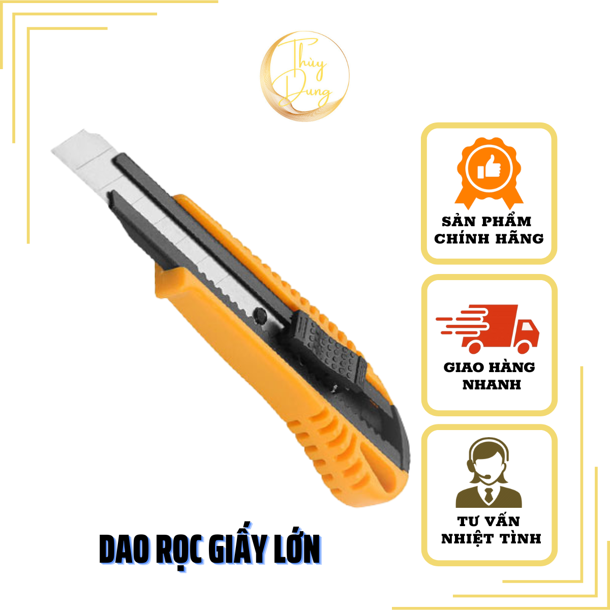 Dao rọc giấy lớn thay lưỡi liên tục siêu sắc, cắt giấy, rọc băng dính đa dụng