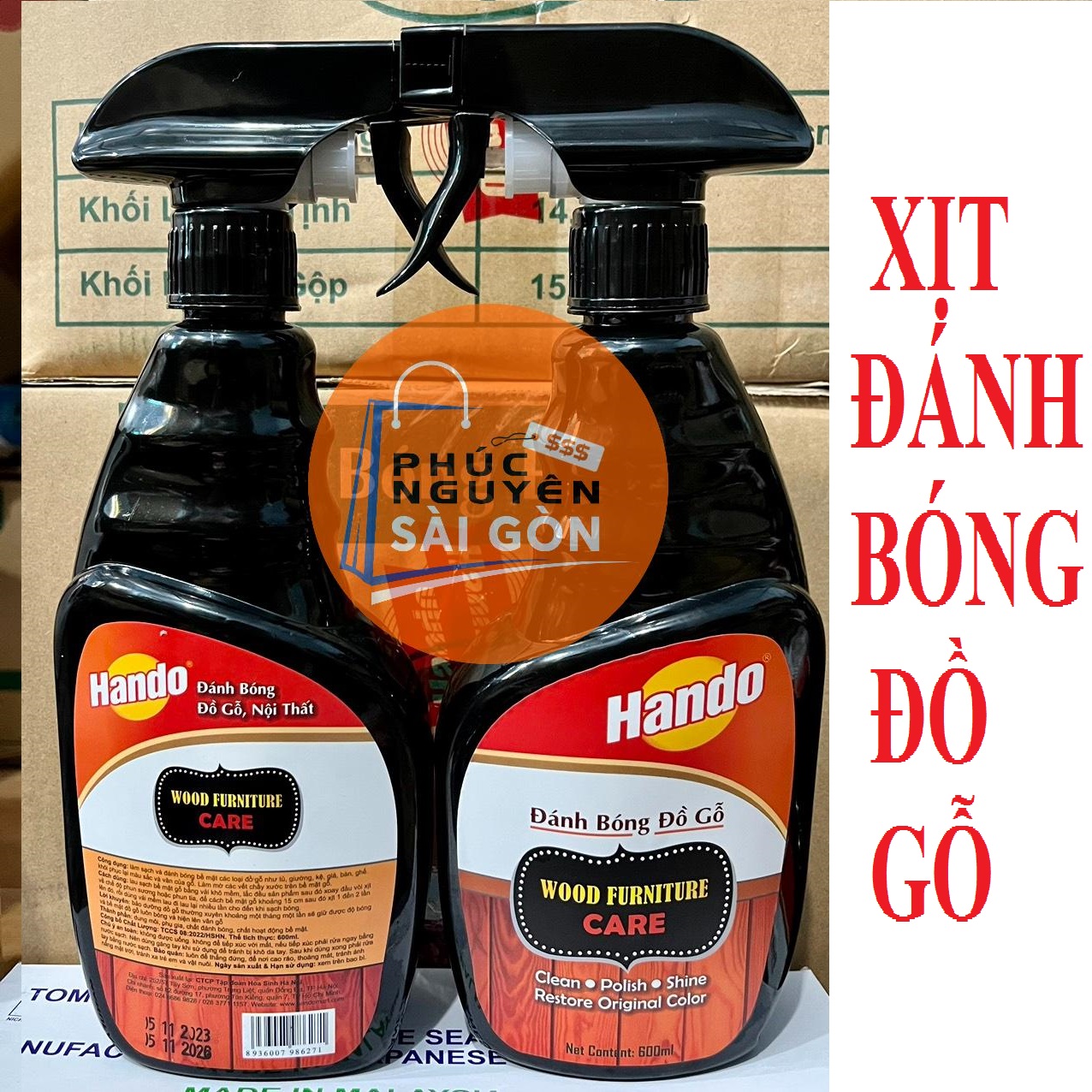 Combo 2 chai xịt làm sạch và đánh bóng đồ gỗ Hando 600ml/chai PNS658
