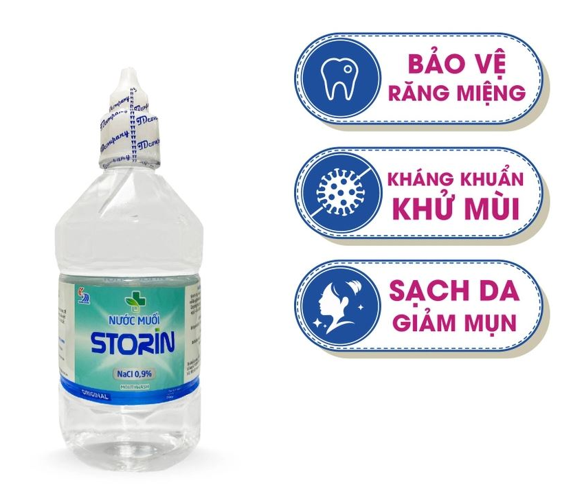 Nước muối súc miệng storin 500ml, 1000ml, nước muối sinh lý storin 500ml, 1000ml