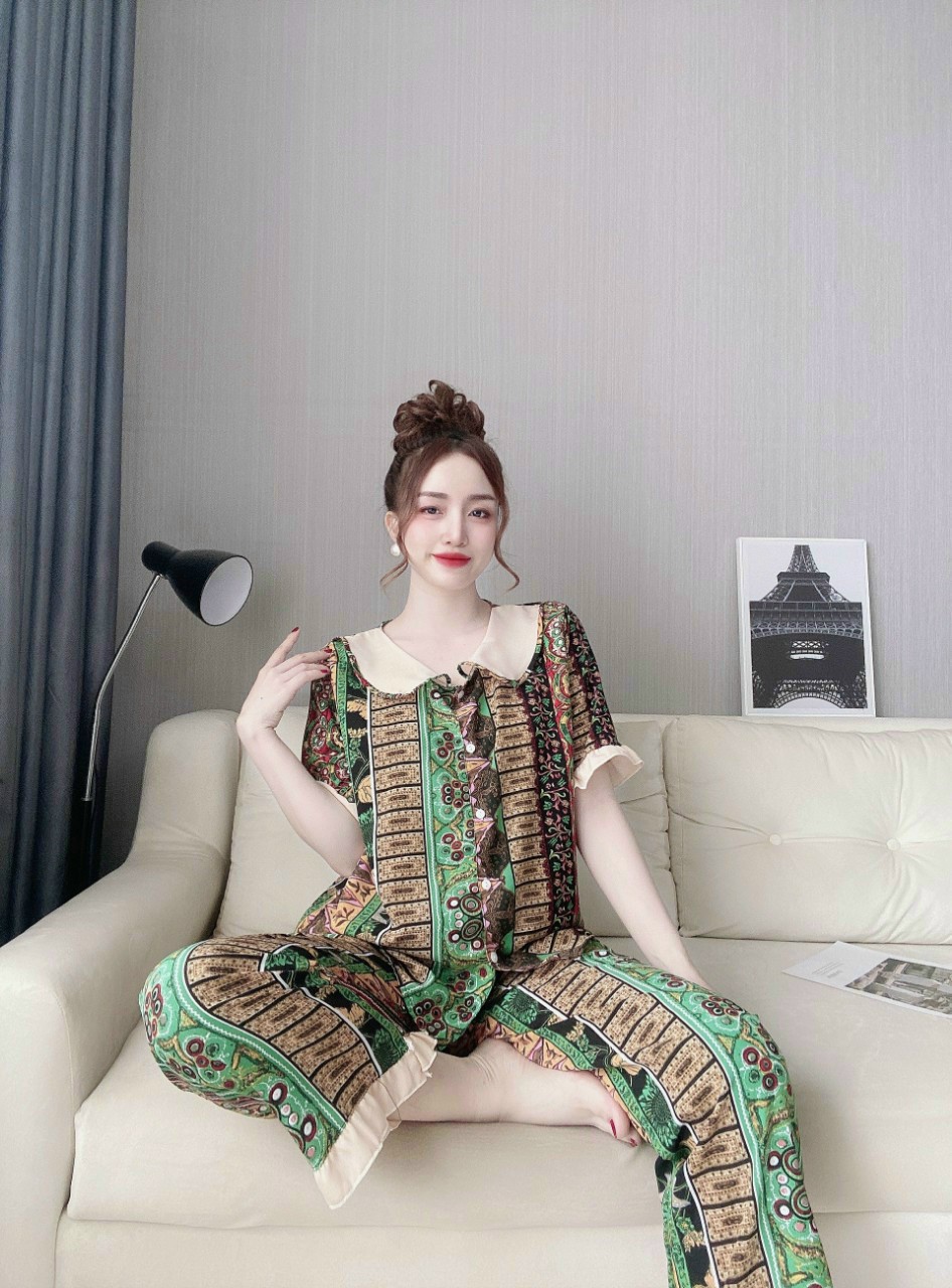 Pijama lụa hàn freesize 55kg- Bộ đồ mặc nhà rẻ đẹp