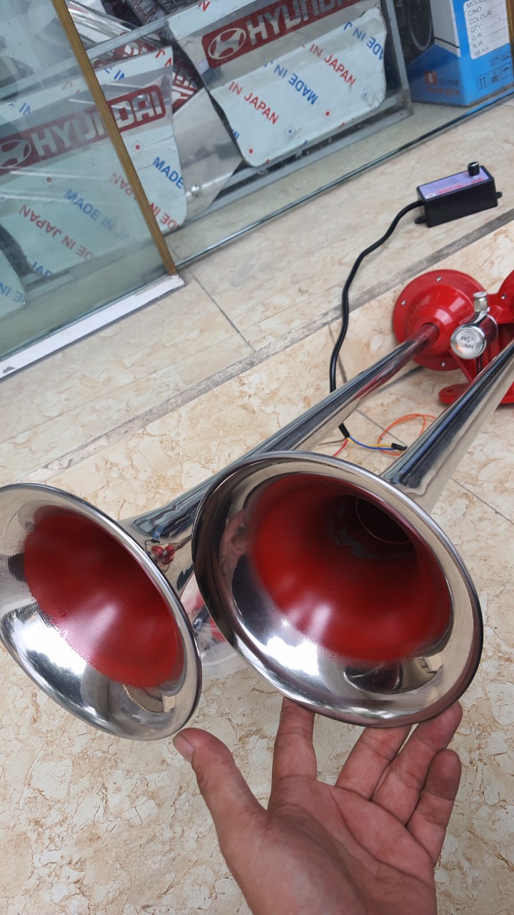 Còi 3 sao thái 2 loa đỏ uy lực khủng 12v-24v sử dụng cho xe có bình hơi