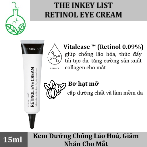 [Hàng Auth] Kem dưỡng mắt Sáng da Mờ thâm Chống lão hóa The INKEY List Retinol Eye Cream