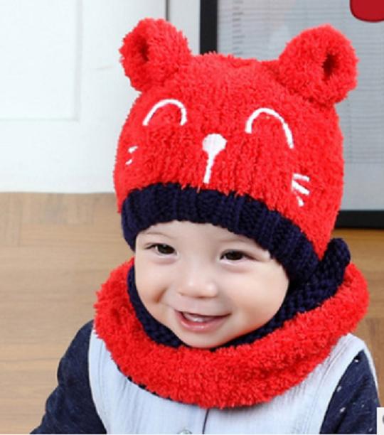 Bộ khăn mũ len cho bé 💖 Set khăn mũ len cho bé 3 tháng đến 2 tuổi