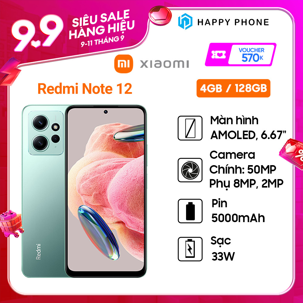 Điện thoại Xiaomi Redmi Note 12 Mới 100 Bảo hành 18 tháng