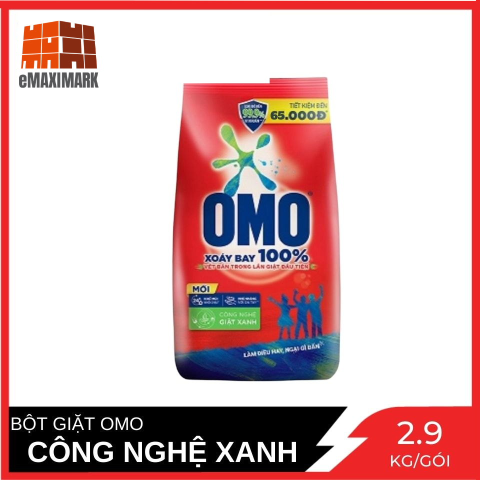 Bột giặt omo hệ bọt thông minh công nghệ giặt xanh gói 2.9 kg