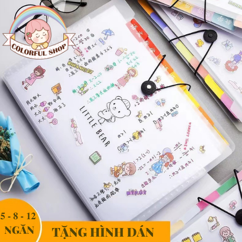 Túi Đựng Tài Liệu Đa Năng Tiện Lợi -Bìa Hồ Sơ Trong Suốt Dạng Khóa Gài - Loại lớn hơn A4 [5 - 8 -12 ngăn]