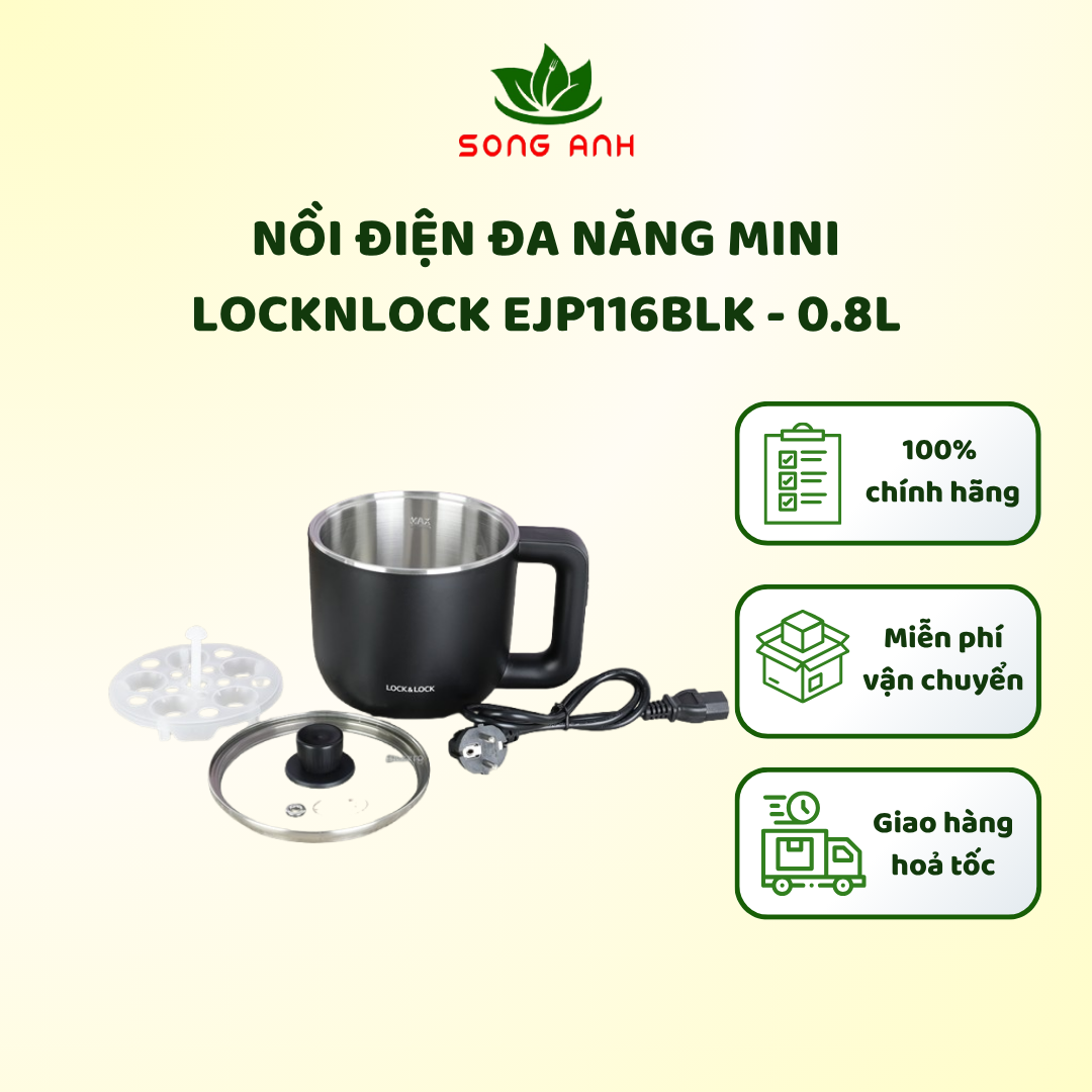 Mini Multi-Function Electric Pot Lock&Lock Ejp116Blk Is Extremely Convenient - Genuine Product with 12-Month Warranty