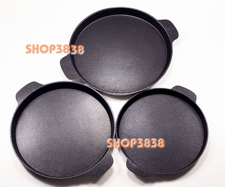 Chảo Gang Chống Dính - Nắp - Đế Gỗ ( Lựa Size 20-22-24 ) Làm Bò Né Bánh Xèo Steak