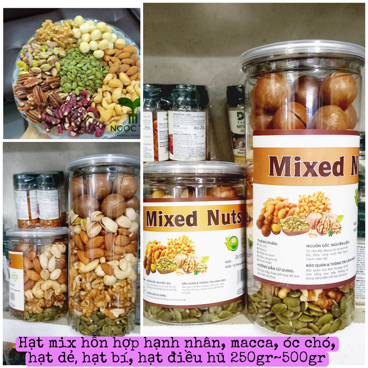 Hũ hạt mixed nuts dinh dưỡng không trái cây mix hỗn hợp các loại 250gr-500gr