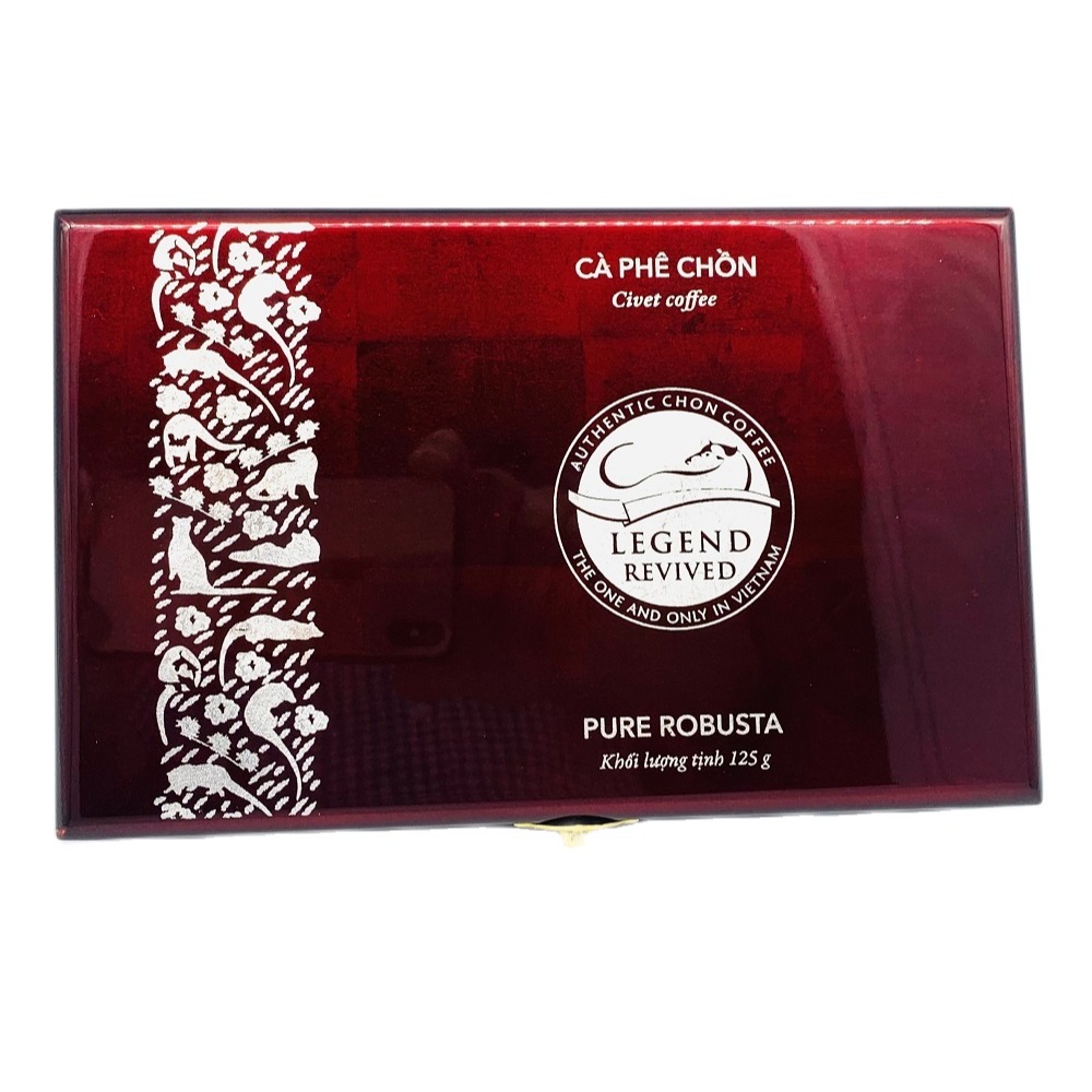 Cà phê robusta chồn legend revived – hộp sơn mài 125g - bột