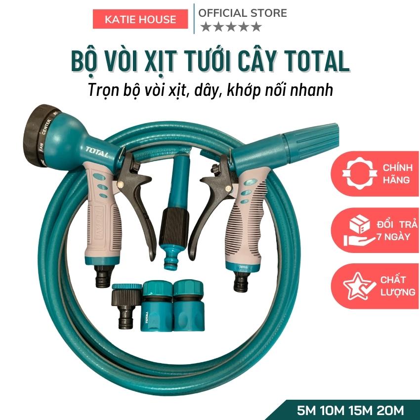 Vòi xịt tưới cây rửa xe total, kèm dây và khớp nối nhanh, nhiều chế độ xịt, dây 5m 10m 15m 20m