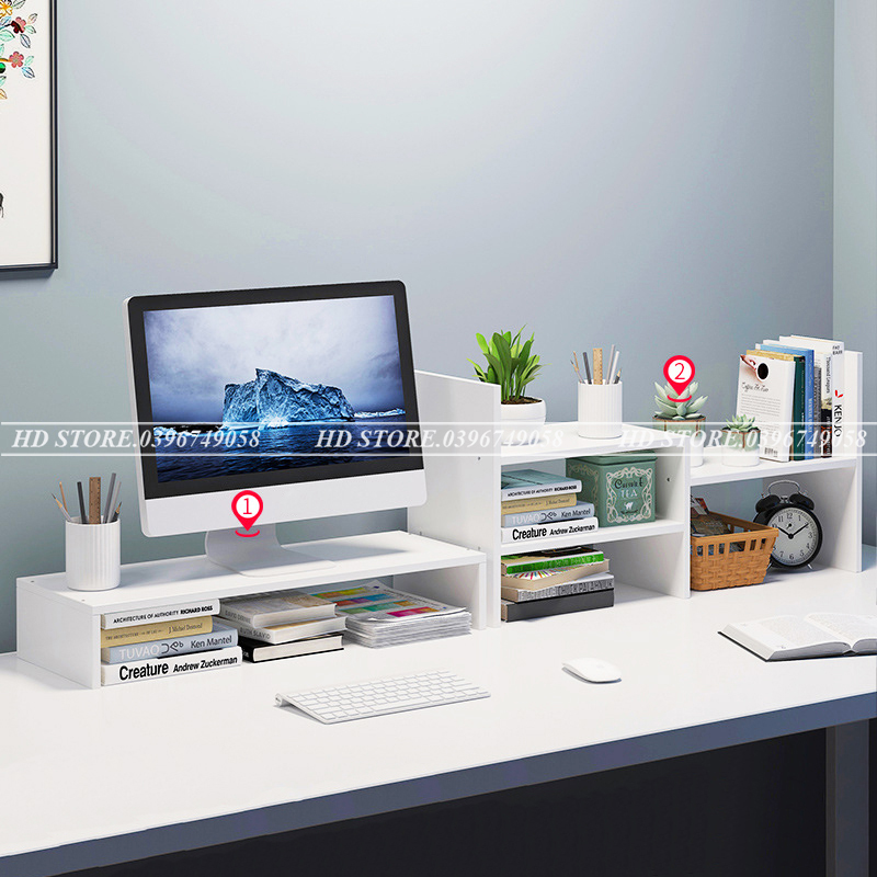 ⚡COMBO KỆ ĐA NĂNG MẪU MỚI 03 - KỆ MÁY TÍNH ĐỂ BÀN LÀM VIỆC 💝MÀU TRẮNG 🌈 DECOR - LẮP GHÉP 💝