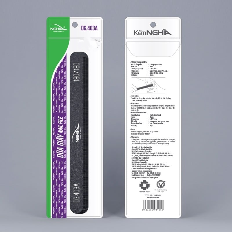 Combo 6 cây Dũa móng tay giấy vỉ nhựa cao cấp Kềm Nghĩa