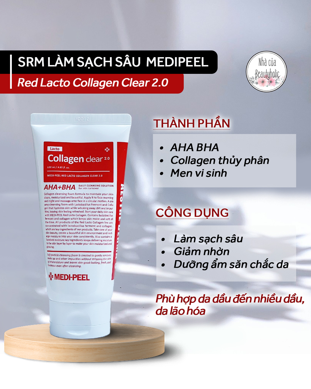 Sữa rửa mặt collagen medi peel lacto collagen clear làm sạch sâu và tăng đàn hồi cho da