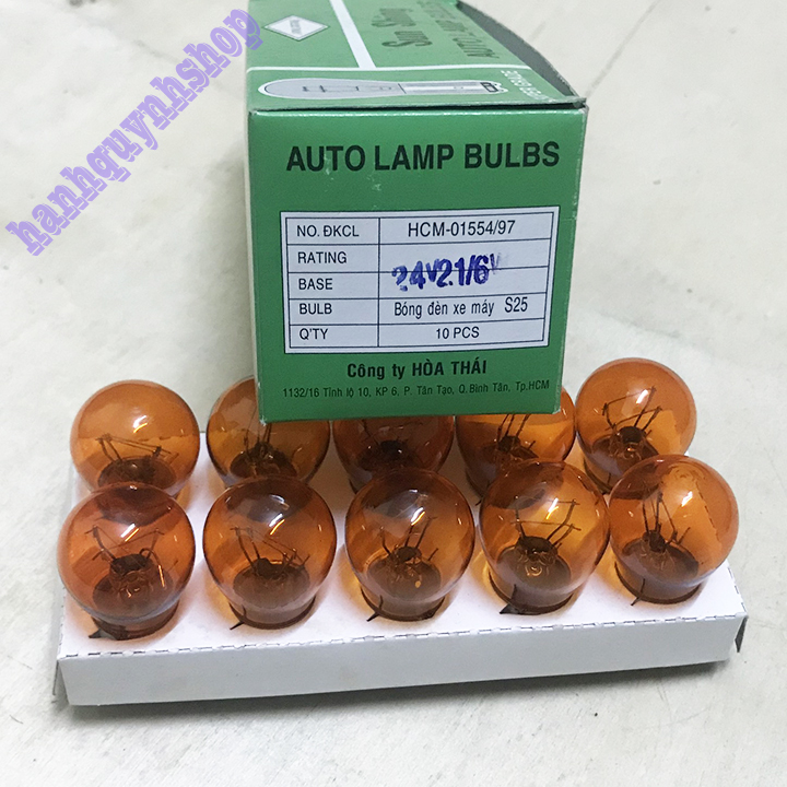 Hộp 10 Bóng Đèn Xi Nhan Ô Tô Chân Cài 2 Tóc 24V 21/6W
